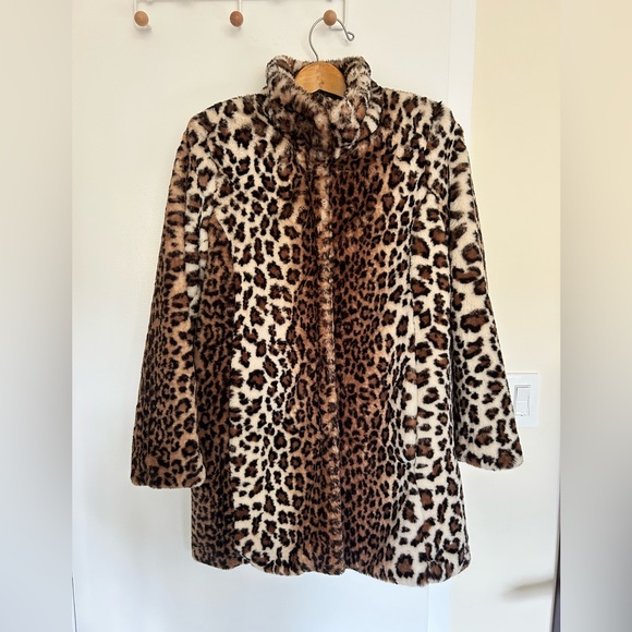 Leopard Print Faux Fur Coat - Picture 1 of 9